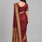 Maroon Silk Blend Solid Saree