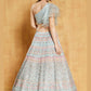Rajwada Sky Blue Organza Silk Embroidered Semi-Stitched lehenga For Women