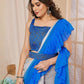 Rajwada Blue Georgette Embellished And Ruffle Saree For Women