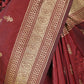 Maroon Silk Blend Solid Saree