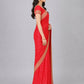 Dark Pink Silk Blend Solid Saree