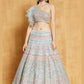 Rajwada Sky Blue Organza Silk Embroidered Semi-Stitched lehenga For Women