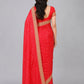 Dark Pink Silk Blend Solid Saree