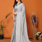 Rajwada Grey Georgette Solid Saree For Women
