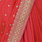 Dark Pink Silk Blend Solid Saree