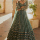 Rajwada Green Georgette Embellished Semi-Stitched lehenga For Women