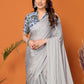 Rajwada Grey Georgette Solid Saree For Women