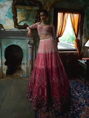 Rajwada Multicolor Georgette Embellished Semi Stitched Lehenga For Women