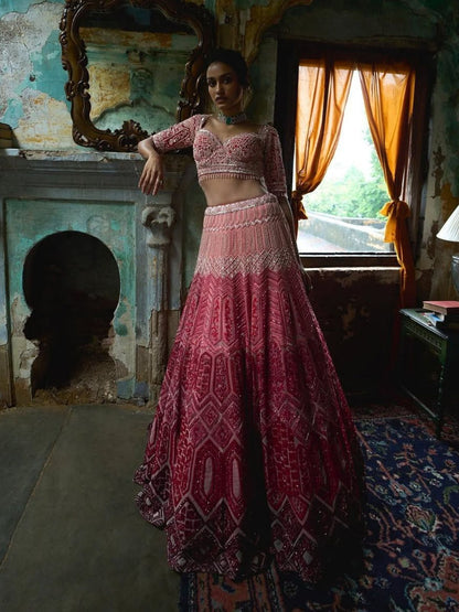 Rajwada Multicolor Georgette Embellished Semi Stitched Lehenga For Women