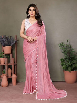 Rajwada Pink Georgette Printed Saree For Women