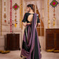 Rajwada Black And Mauve Cotton Blend Solid With Golden Border Semi-Stitched Lehenga For Women