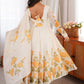 Rajwada Off White Silk Blend Floral Print Kurta Set For Women