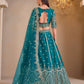 Rajwada Teal Art Silk Embroidered Semi-Stitched lehenga For Women