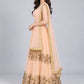 Peach Net Embroidered Lehenga