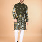 Rajwada Olive Viscose Rayon Stitched Kurta For Men