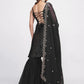 Rajwada Black Georgette Embroidered Stitched Kurta Set For Women
