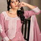Rajwada Pink Organza Embroidered Semi-Stitched Kurta Set For Women