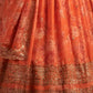 Rajwada Orange Organza Printed And Embriodered Semi-Stitched Lehenga For Women