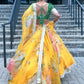 Rajwada Yellow Organza Printed Semi-Stitched lehenga For Women
