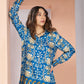 Rajwada Blue Linen Printed Stitched Co-Ord Set For Women