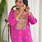 Rajwada Pink Viscose Embroidered Stitched Kurta Set For Women