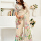 Rajwada Beige Cotton Linen Zari Work Saree For Women