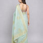 Light Blue Silk Blend Solid Saree