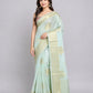 Light Blue Silk Blend Solid Saree