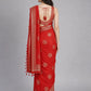 Red Silk Blend Solid Saree