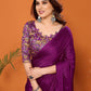Rajwada Magenta Georgette Solid Saree For Women