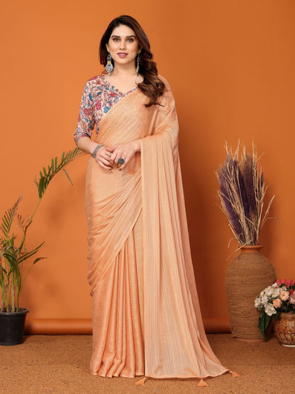 Rajwada Orange Georgette Solid Saree For Women