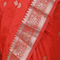 Red Silk Blend Solid Saree