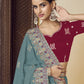 Rajwada Teal Georgette Embroidered Elegant Saree For Women