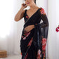 Rajwada Black Georgette Printed Saree For Women