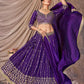 Rajwada Purple Silk Blend Sequins Embroidered Semi-Stitched Lehenga For Women
