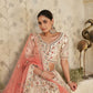 Rajwada Cream Silk Blend Embroidered Semi-Stitched Lehenga For Women