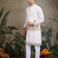 Rajwada White Cotton Blend Embroidered Stitched Kurta For Men