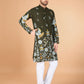 Rajwada Olive Viscose Rayon Stitched Kurta For Men