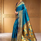 Rajwada Blue Silk Blend Woven Pithani Saree For Women