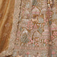 Rajwada Golden Beige Organza Tissue Embroidered Semi-Stitched Lehenga For Women