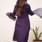 Rajwada Navy Blue Viscose Embroidered Stitched Kurta Set for Women
