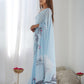 Rajwada Sky Blue Chinon Printed Saree With Unstitched Blouse For Women