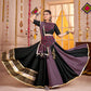 Rajwada Black And Mauve Cotton Blend Solid With Golden Border Semi-Stitched Lehenga For Women