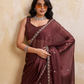 Rajwada Brown Silk Blend Embroidered Saree For Women