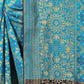 Rajwada Blue Silk Blend Embellished Saree For Women