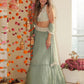Rajwada Sea Green Georgette Solid Semi-Stitched Lehenga For Women