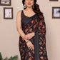 Rajwada Black Georgette Printed Saree For Women