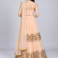 Peach Net Embroidered Lehenga