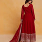 Rajwada Maroon Georgette  Embroidered Stitched Gown With Dupatta For Women