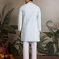 Rajwada Sky Blue Silk Blend Embroidered Stitched Kurta For Men